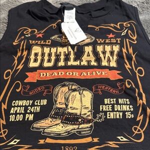 Outlaw Western Graphic Tank Top - Black and Gold